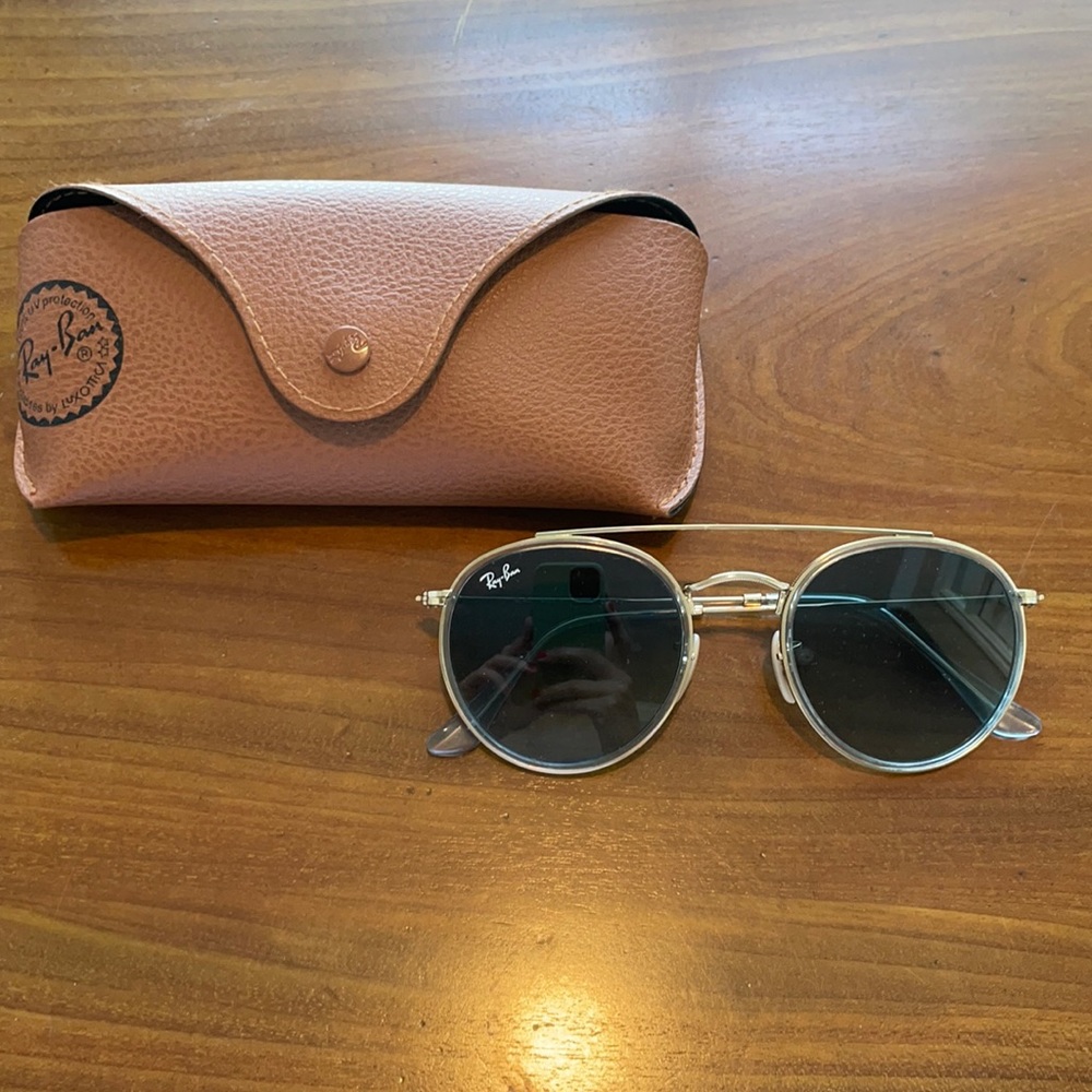 Ray-Ban Round Double Bridge light blue sunglasses